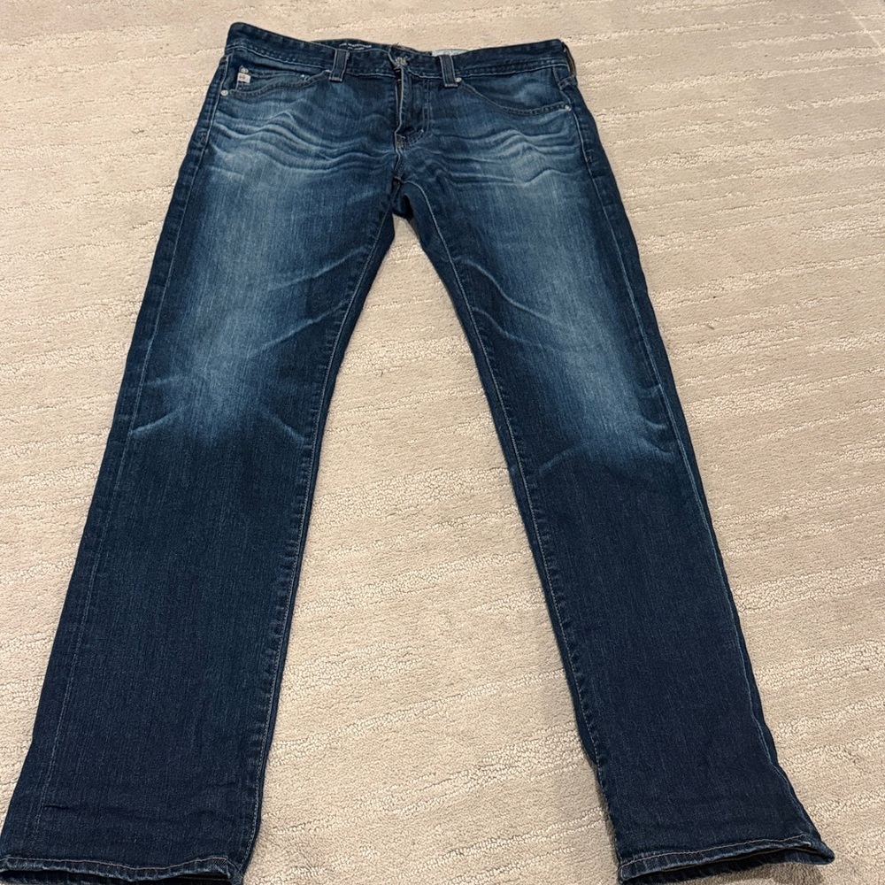 Ag Adriano Goldschmied Men's Straight Jeans in Dark Blue Wash